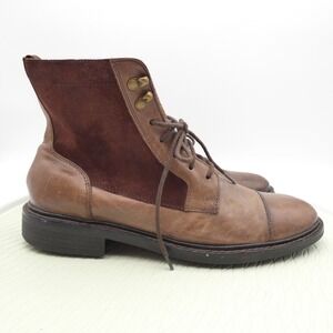 Cole Haan C12775 Mens US 9 M Boots Brown Distress Leather Cap Toe Ankle Combat